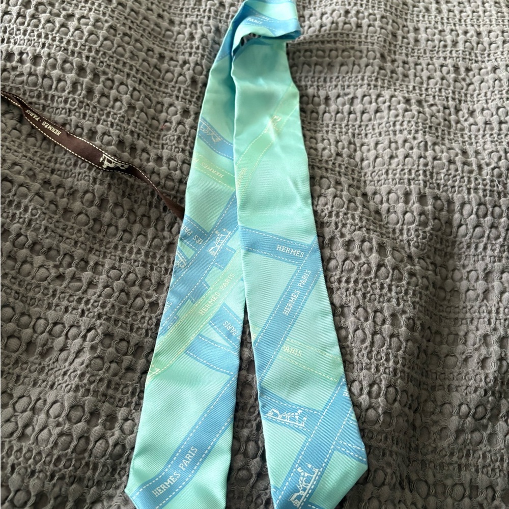 Hermès Light Blue Silk Twilly